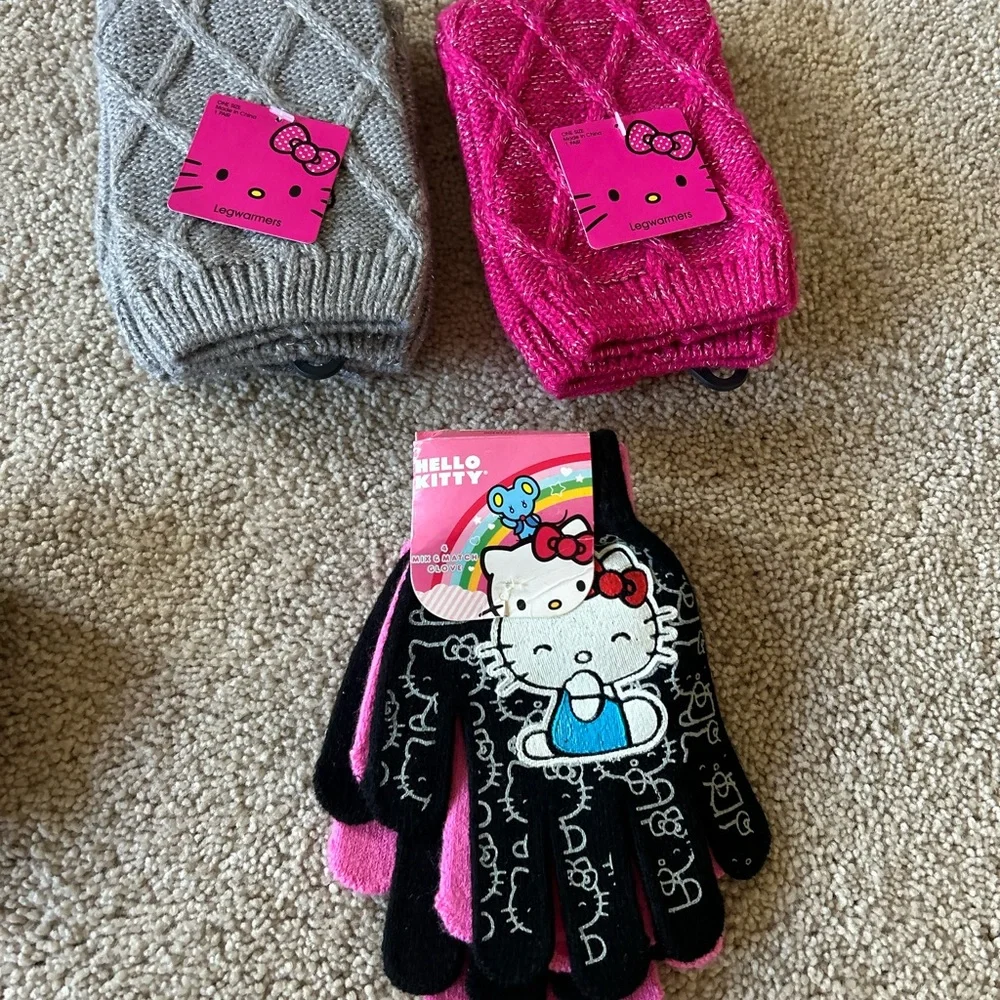 Hello Kitty Mittens Set - Pink, Gray, and Black
